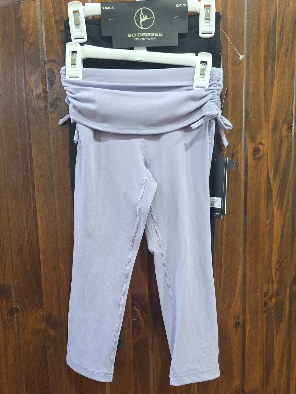 90 Degree Girls' Lilac Fold-Over Waist Active Leggings - 2 Pack